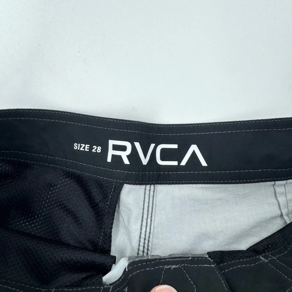 RVCA Men's Board Shorts Size 28 Gray Orange‎ Pattern Swim Trunks